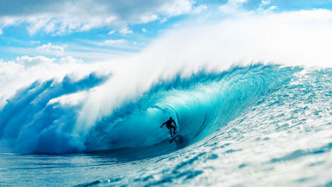 Surfboard in wavy ocean - Kammeran Gonzalez-Keola